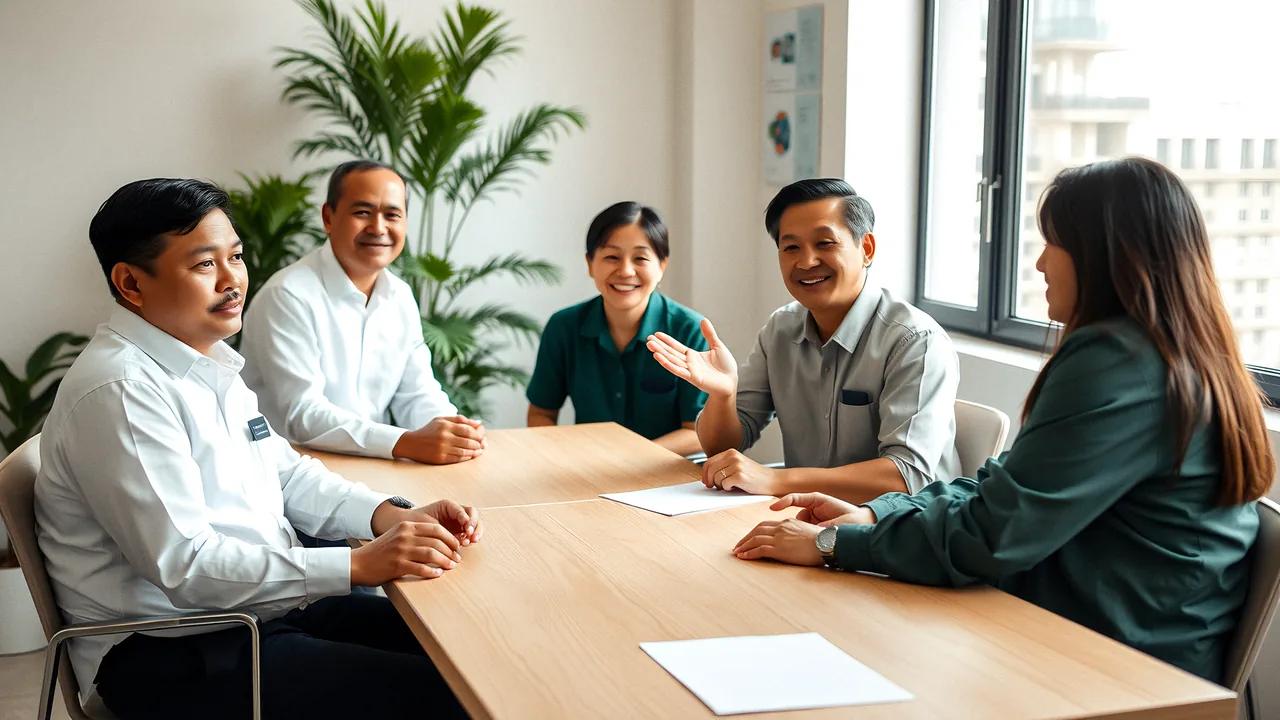 The books team of a small business meeting around a table.